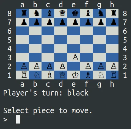 Chess board drawn in the terminal