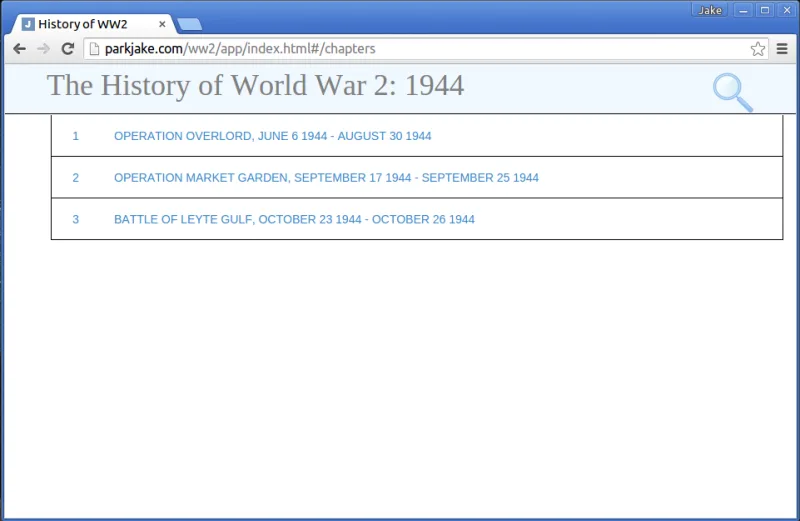 Chapter index of the World War 2 history site